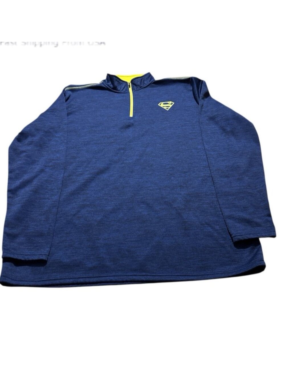 Superman DC Comics Sweatshirt 1/4 Zip Mock Neck Long Sleeve Blue Size 2XL